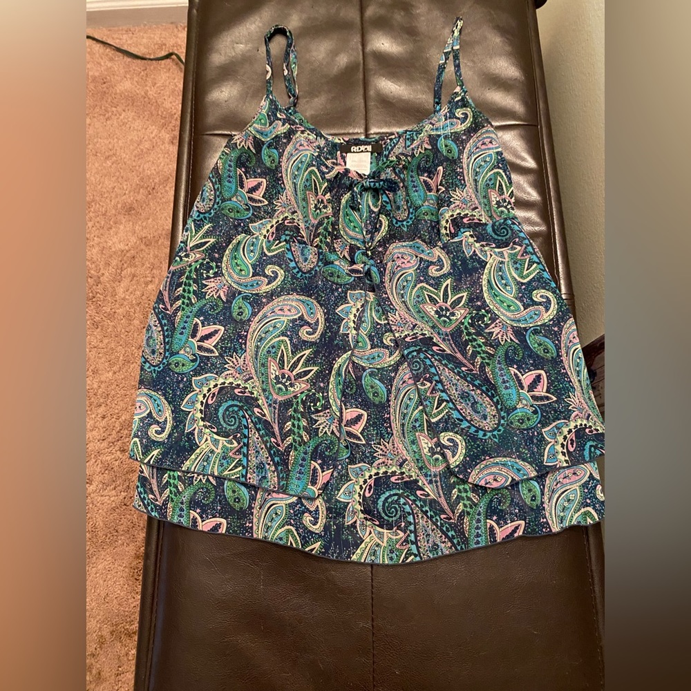 Y2K Peasant Boho Glittery Cami Top